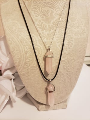 Image of Rose Quartz (Black or Silver Necklace) 