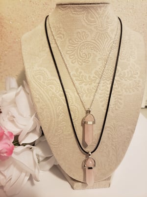 Image of Rose Quartz (Black or Silver Necklace) 