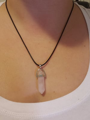 Image of Rose Quartz (Black or Silver Necklace) 