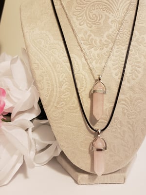 Image of Rose Quartz (Black or Silver Necklace) 