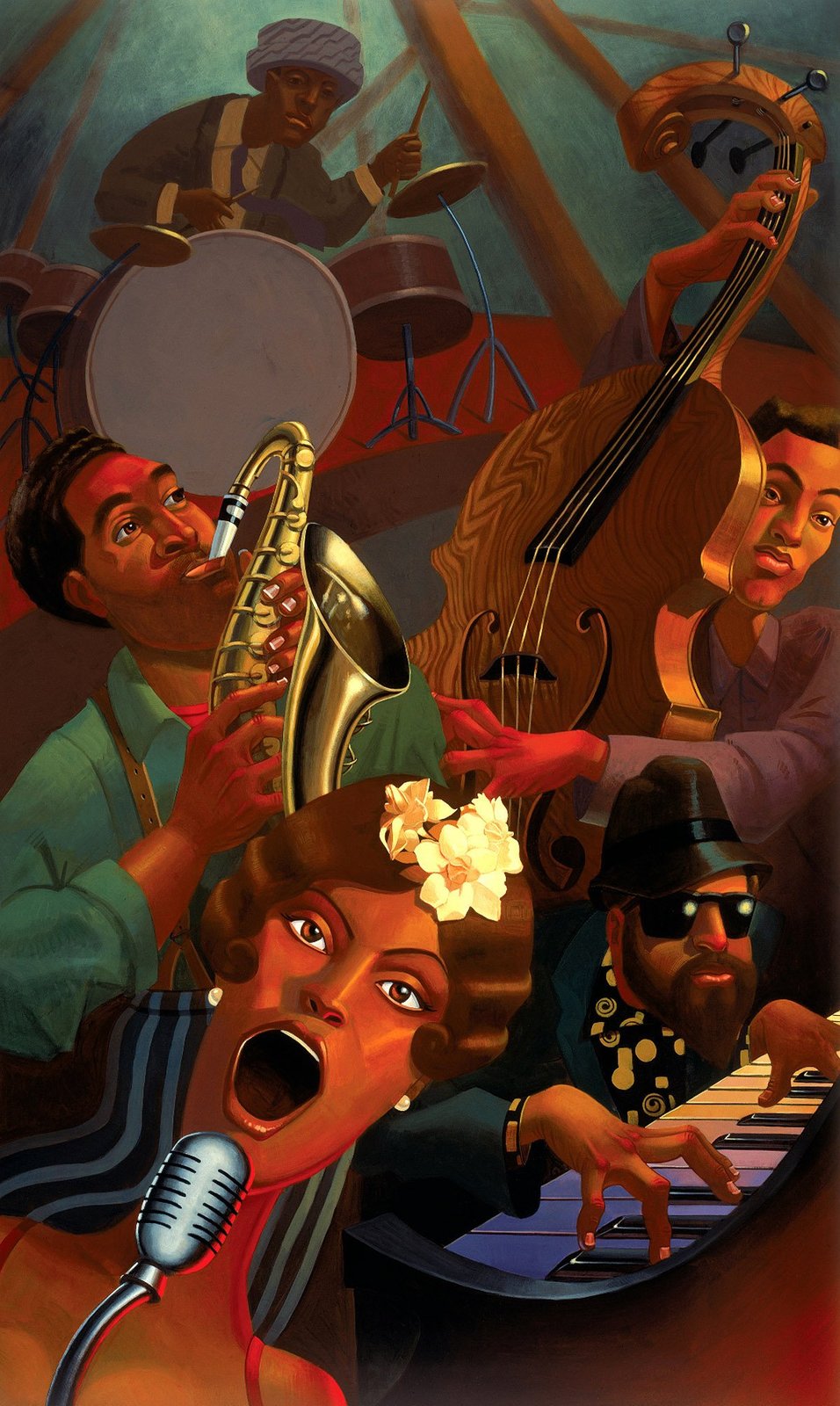 Jazz Quintet(ジャスティン ブア)額装済ポスター