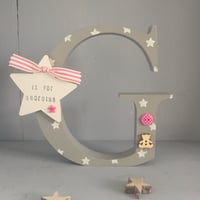 Decorative Wooden Letter with Wooden Tag