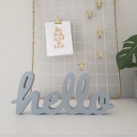 Grey hello sign 