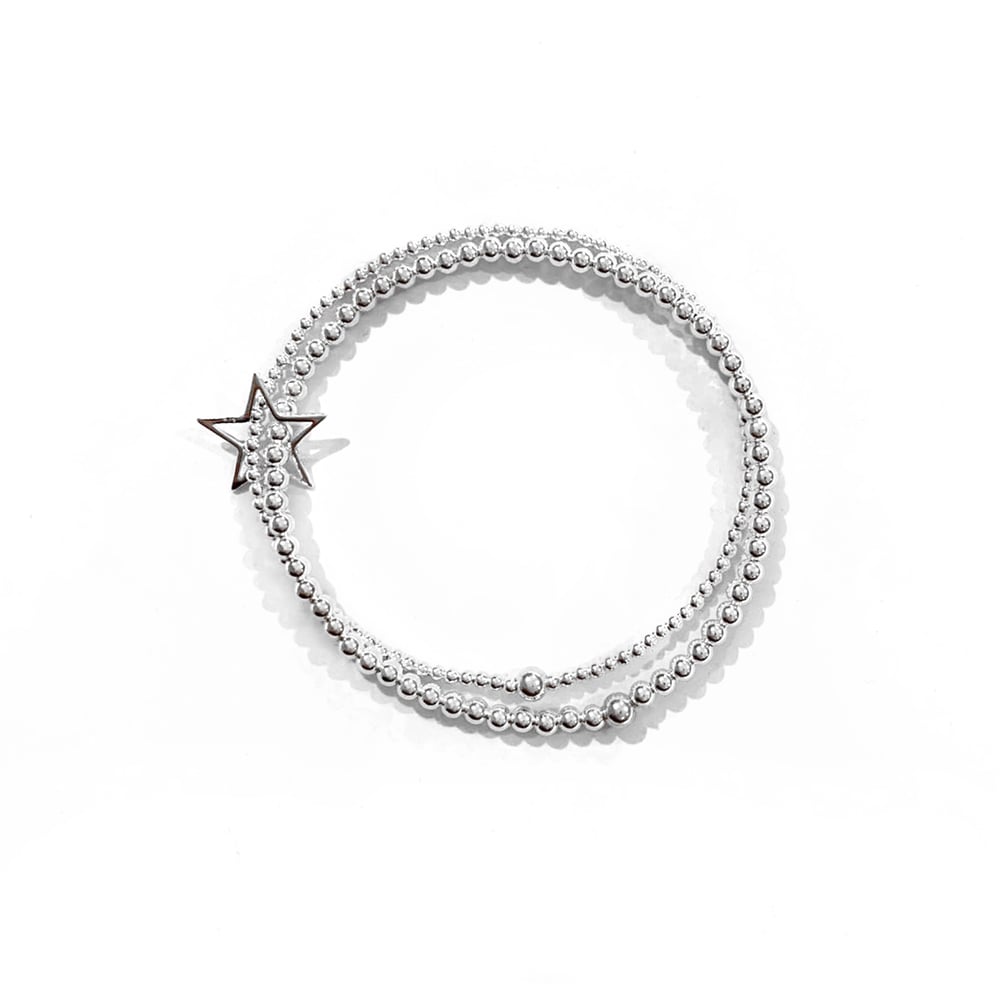 Image of Sterling Silver Double Star Connector Bracelet