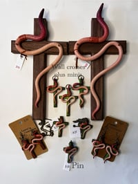 Image 1 of Worm crosses (wall art, pendants, earrings, pins)