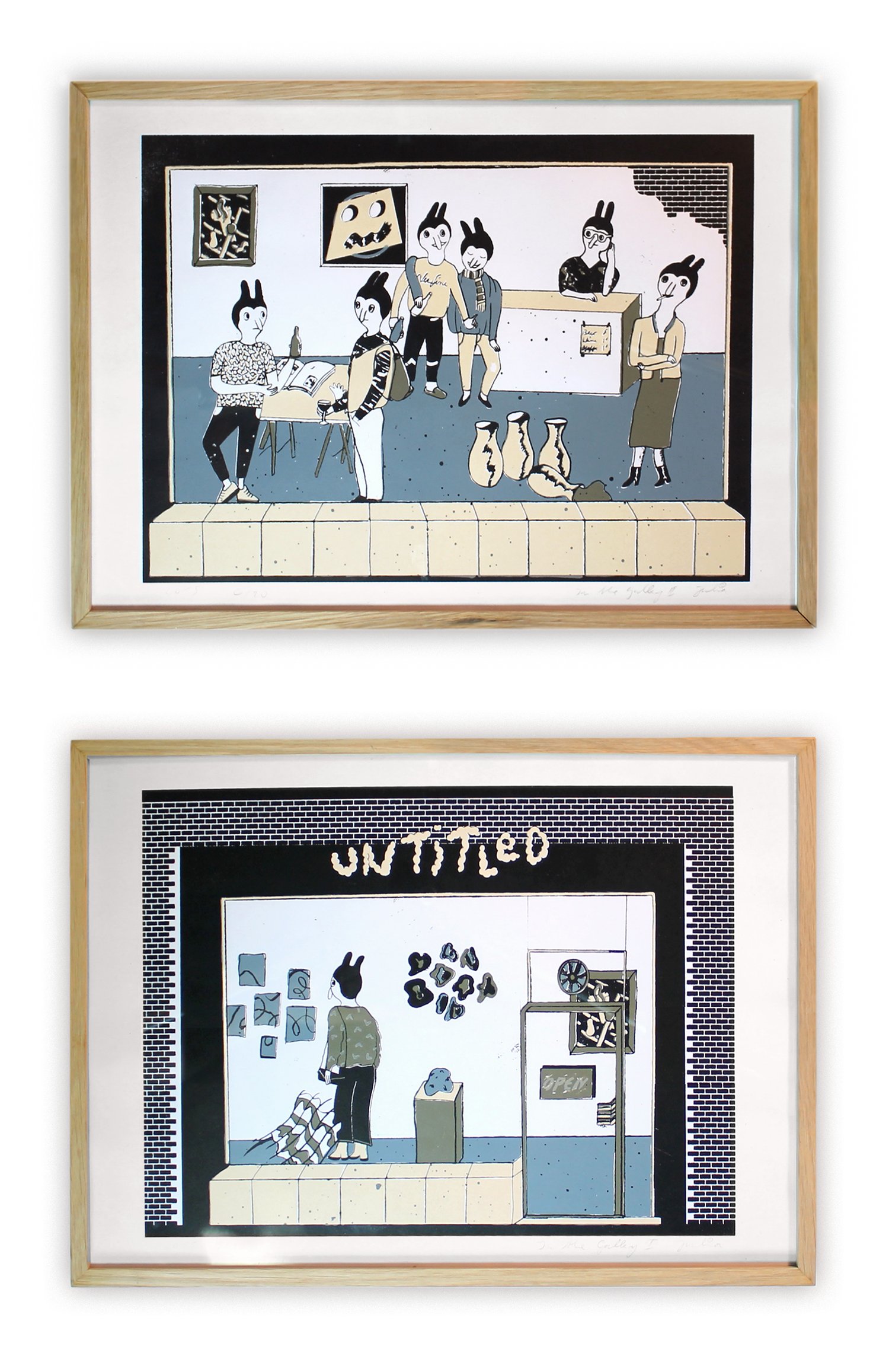 Image of 'In the Gallery' Silk-Screen-Prints Set of 2