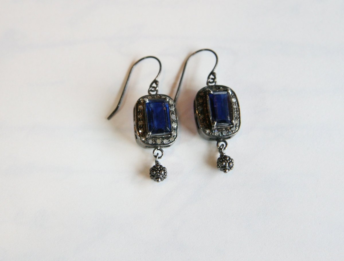 Kyanite and Diamond Earrings