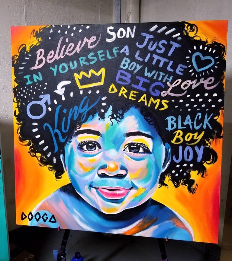 Image of Little boy big dreams - Canvas Print 