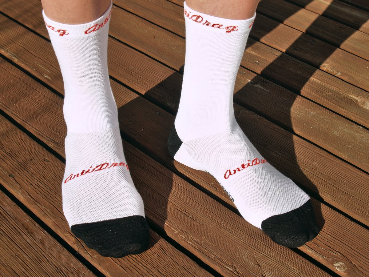 5 inch Classic Cycling Sock White AntiDrag