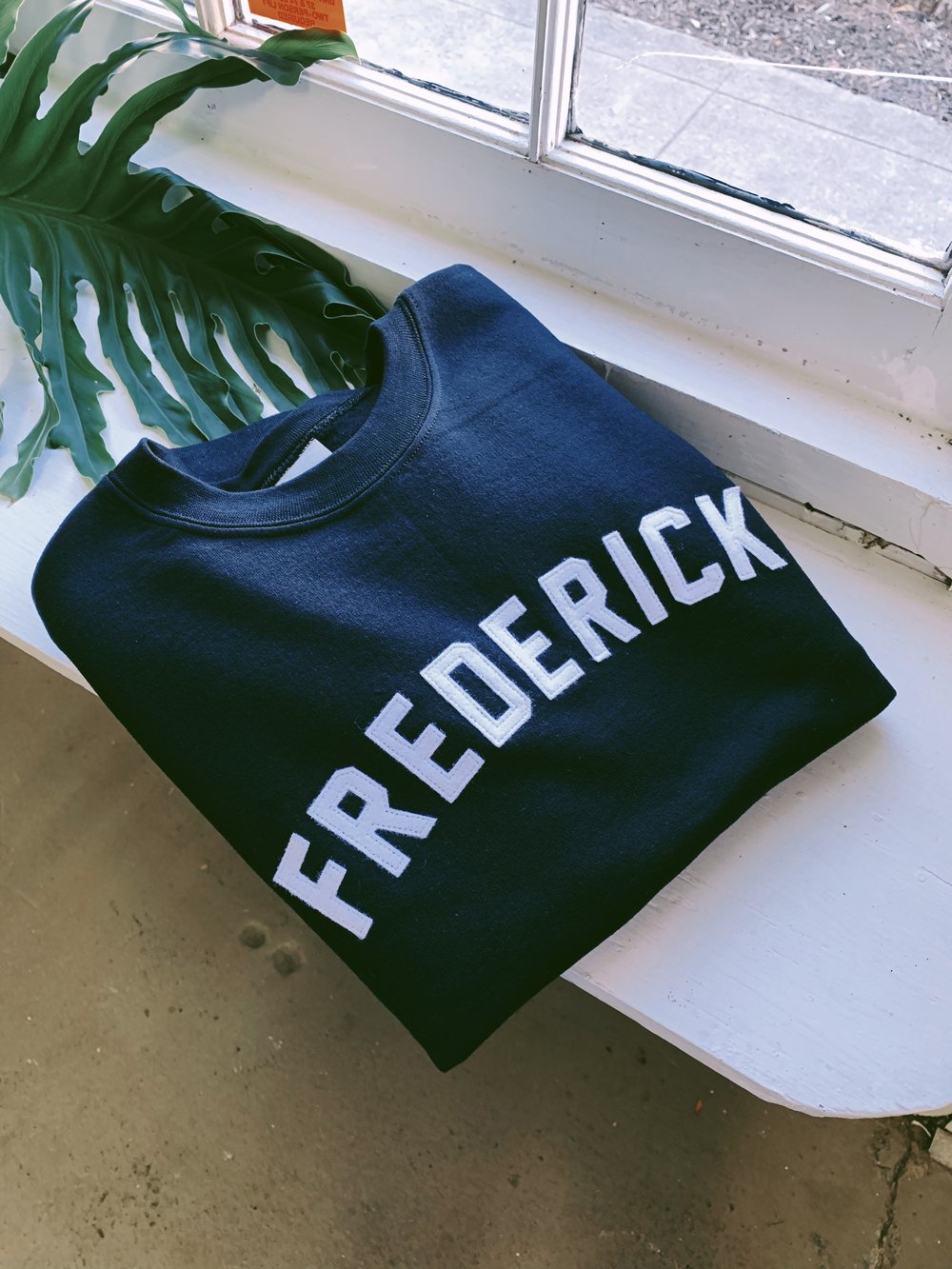 Image of Frederick Stitched Felt Letter Black Sweater