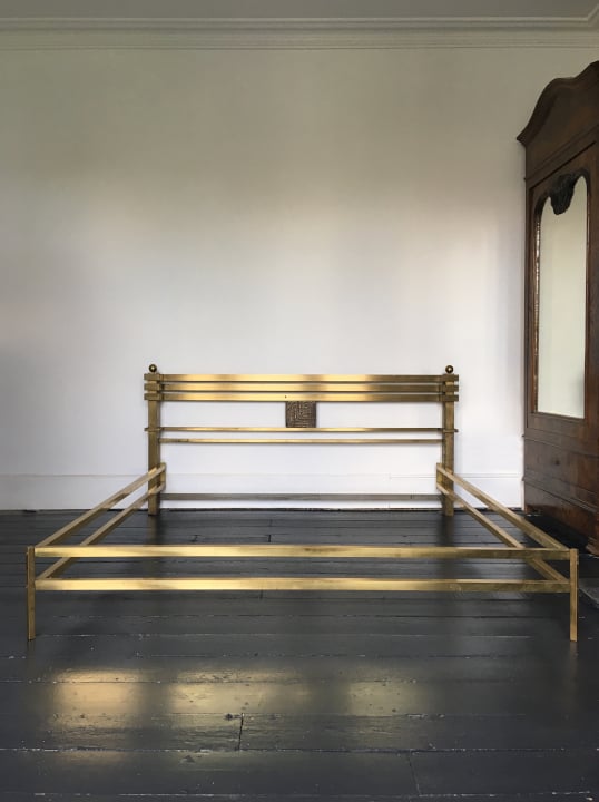Image of Mid-Century Brass and Bronze Bed Frame by Frigerio, Italy
