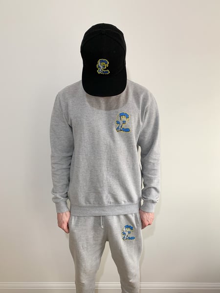 Image of JJ CLOTHING X BLUECHEESE £ SIGN TRACKSUIT BOTTOMS(GREY)
