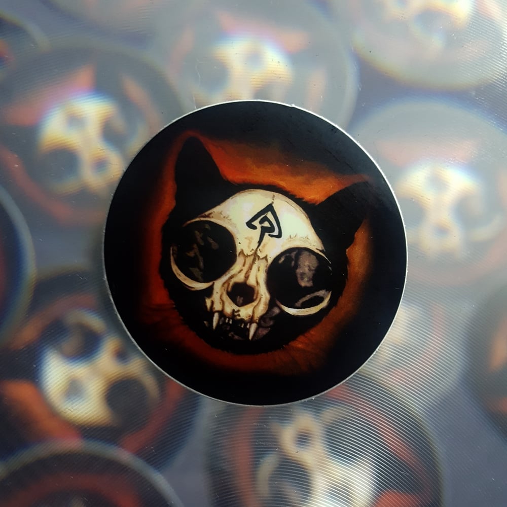 Image of Branded Cat Skull Sticker