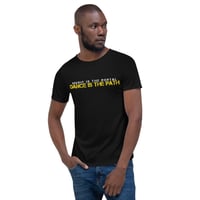 Image 4 of Men"s Dance is the Path Rawneck Tee - available in black or heather grey
