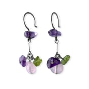 Image of Boucles d'oreilles améthyste-quartz rose-péridot