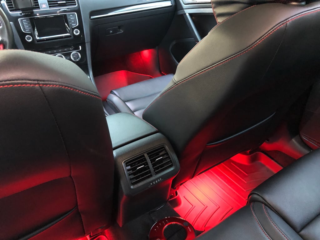 Image of 2pc 6 LED Wafer Footwell set in Crisp White/Red/Blue Fits: Audi Models with the 194 wedge footwells