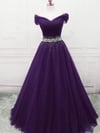 Lovely Dark Purple Tulle Long Formal Gown, Purple Evening Dress