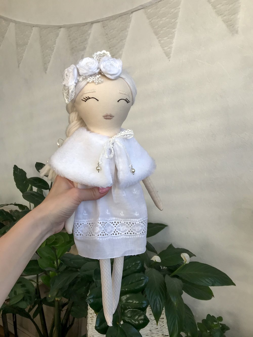 Image of White flowers doll  (Free shipping)