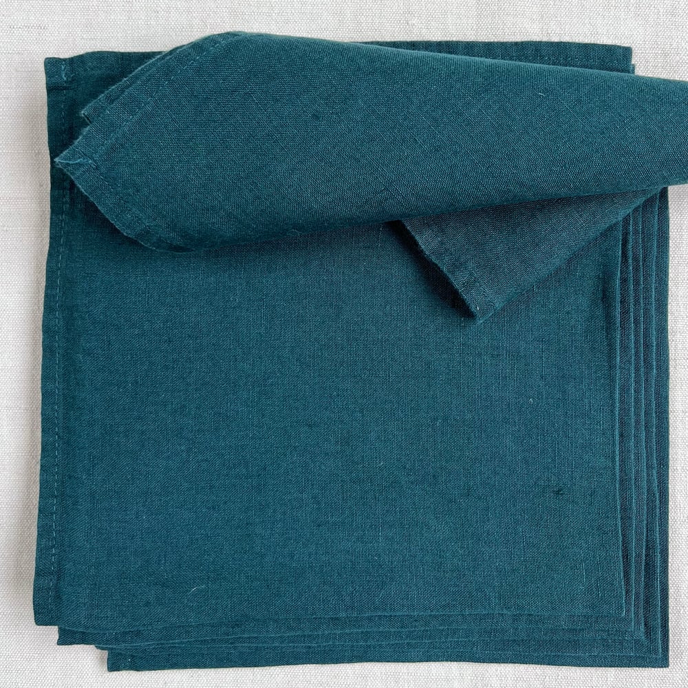 Image of -20% Jeu de 6 serviette de table en Lin Bleu de Prusse