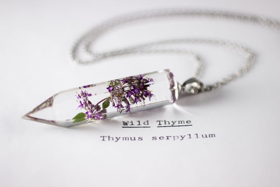 Image of Wild Thyme (Thymus serpyllum) - Medium Crystalline Pendant #1