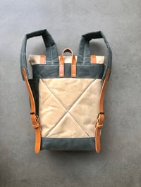 Image 5 of Natural waxed canvas leather Backpack medium size / Commuter backpack / Hipster Backpack with roll t