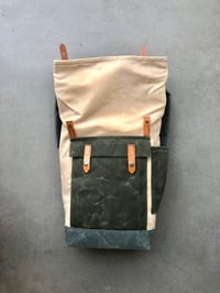 Image 4 of Natural waxed canvas leather Backpack medium size / Commuter backpack / Hipster Backpack with roll t