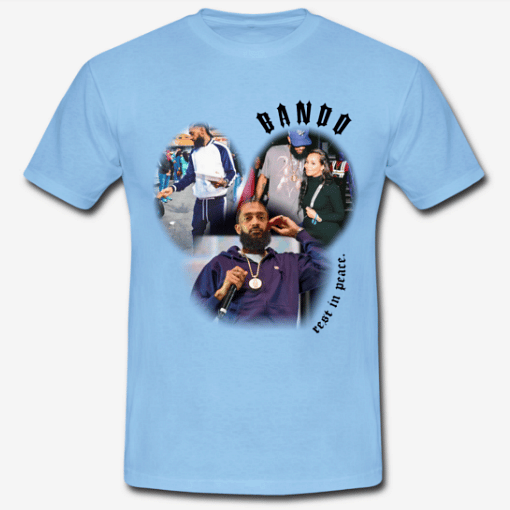 Image of nipsey hussle, blue tee 