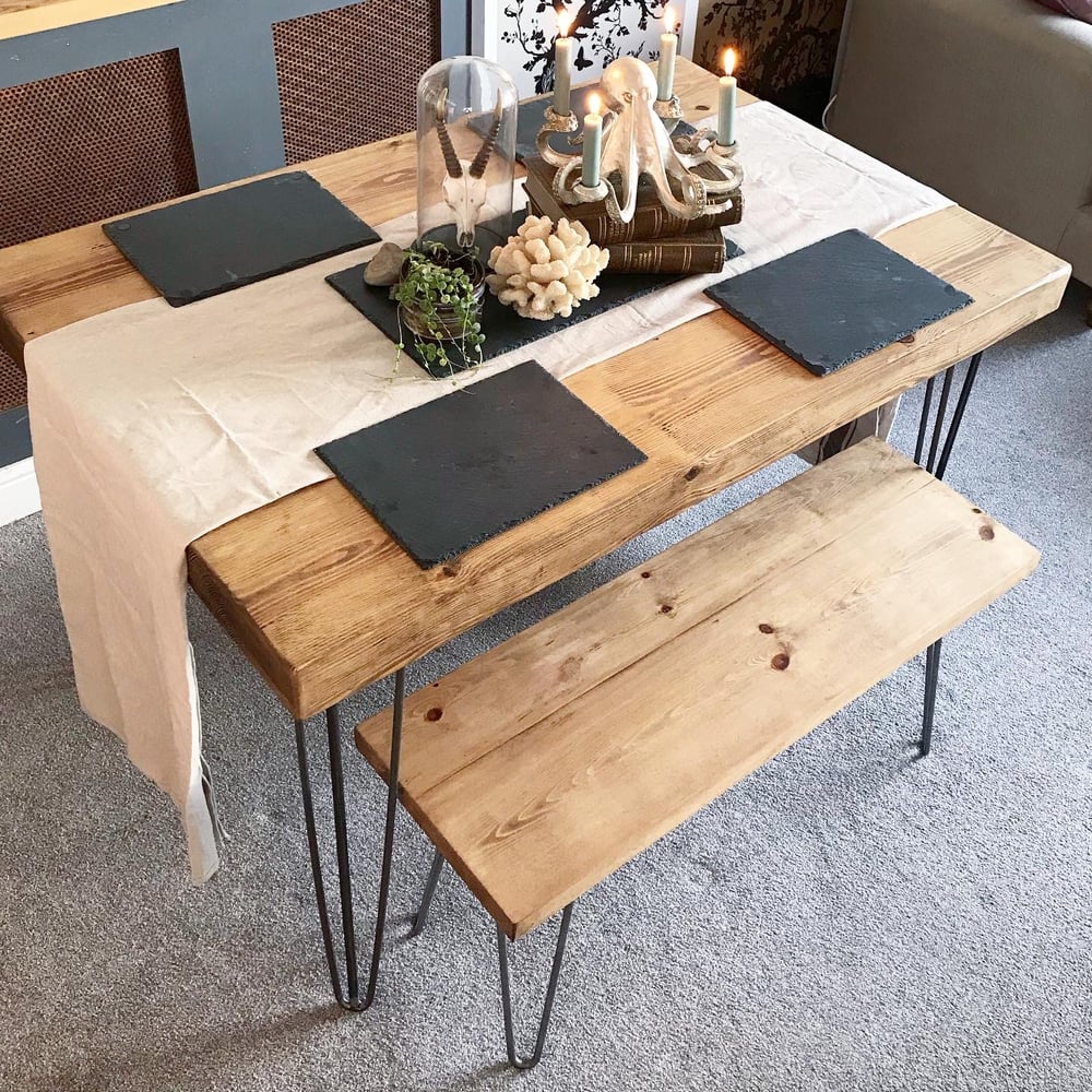 Bespoke Hairpin Leg Dining Table & Bench