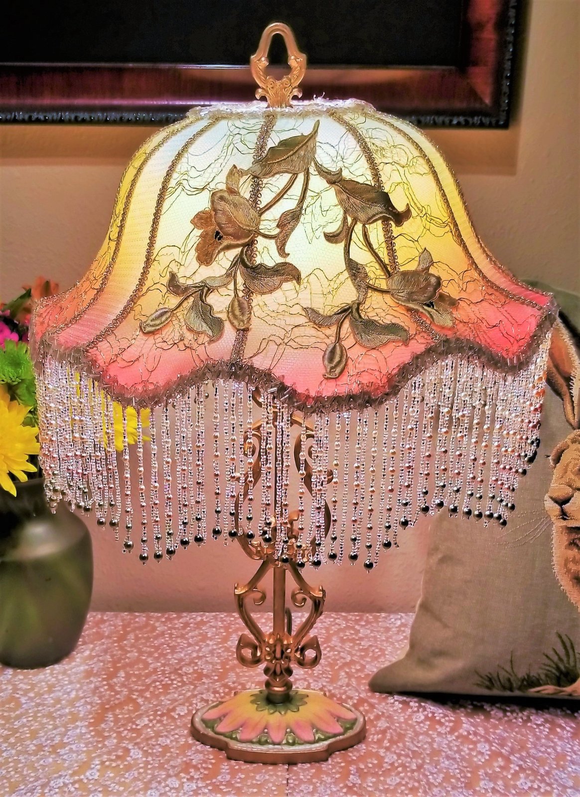 victorian beaded lamps