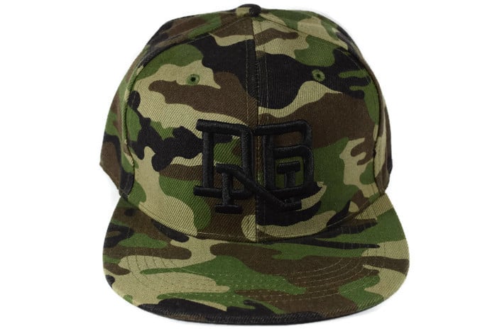 Image of DRUM & BASS SNAPBACK HAT "DNB" - BLACK ON CAMO