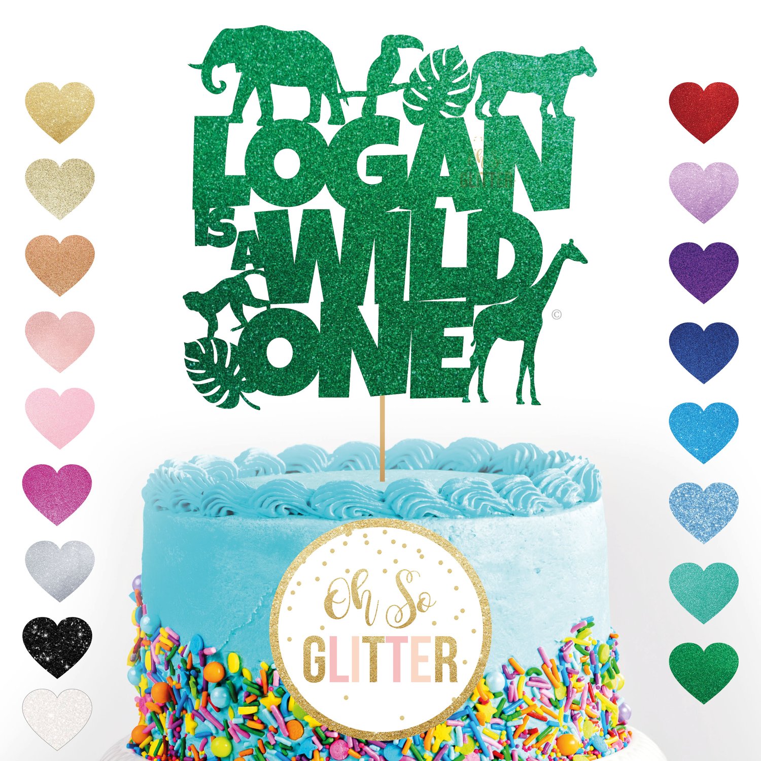 Image of Jungle Animal Wild One cake topper