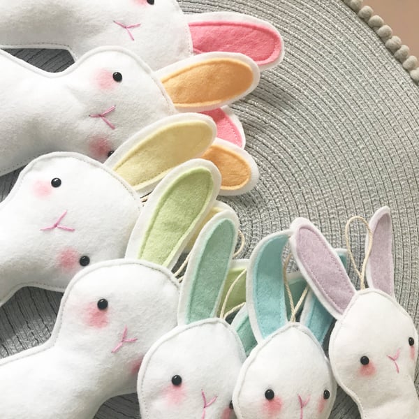 Image of Personalised white bunny decorations