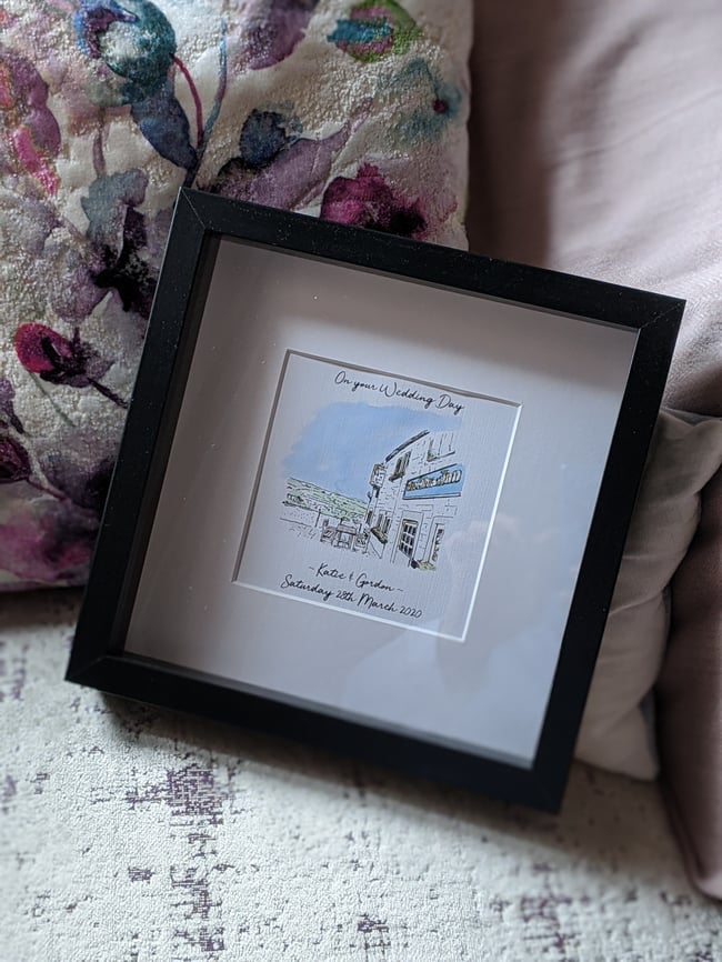 FRAMED ILLUSTRATION OF HOME, VENUE, PEOPLE