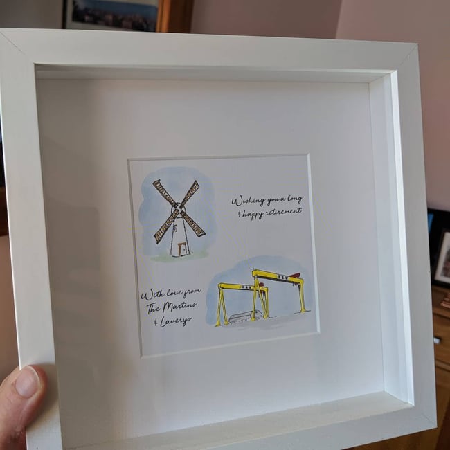 FRAMED ILLUSTRATION OF HOME, VENUE, PEOPLE