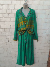 Image 1 of  M/l Sari PJ Lounge set with Bag tassel teal