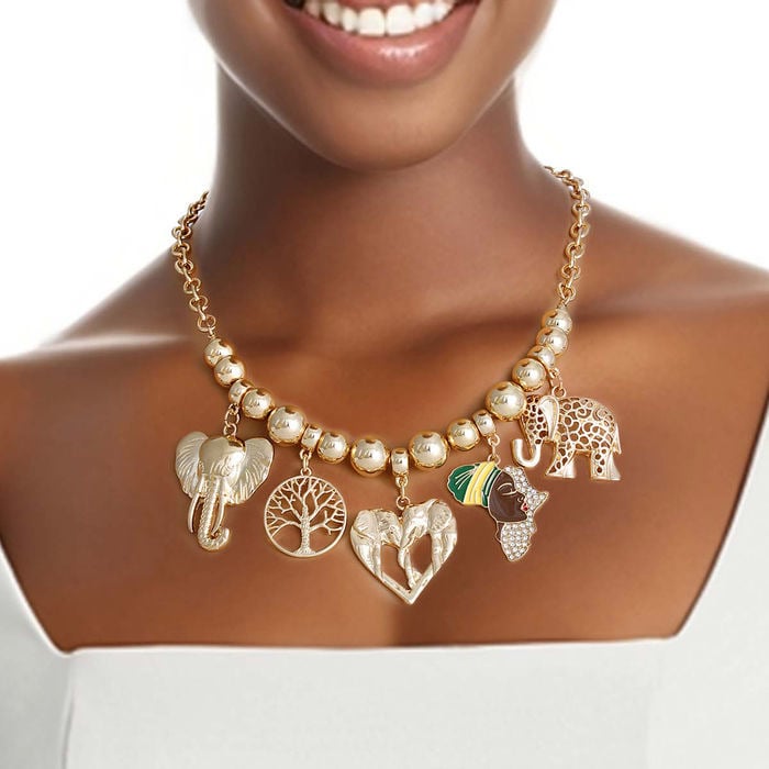 Image of Gold Africa / Elephant Charm Necklace Gold