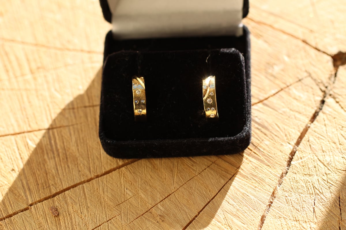 Image of Leuviah: 18ky Gold, Diamond & Sapphire Earrings