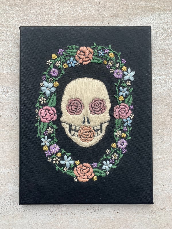 Image of Skull and Wreath Canvas