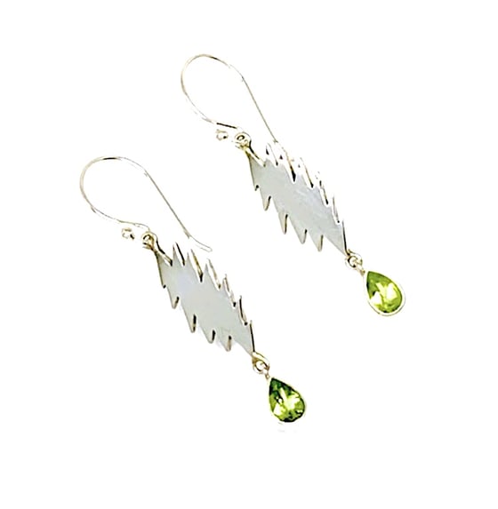 Image of 13 Point Bolt Earrings with Faceted Peridot Stones