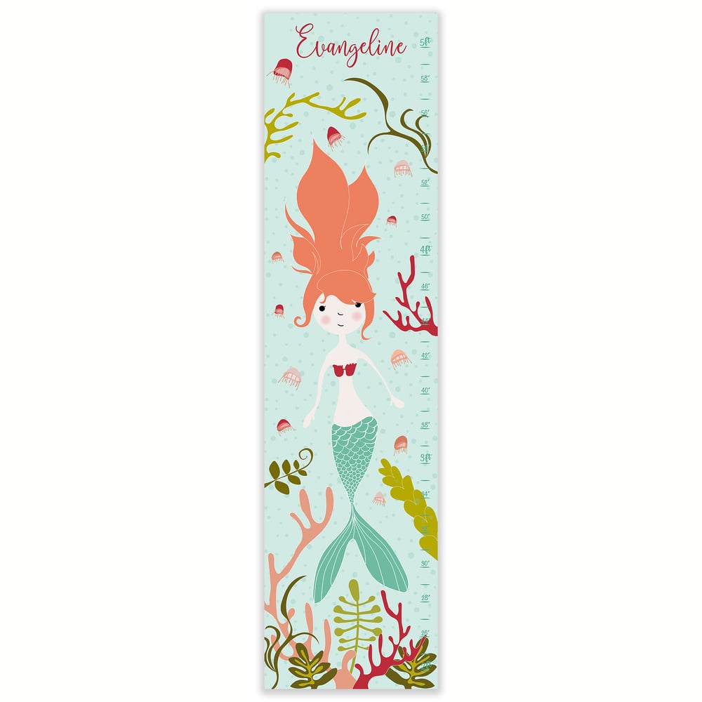 Image of Mermaid Under the Sea Personalized Canvas Growth Chart