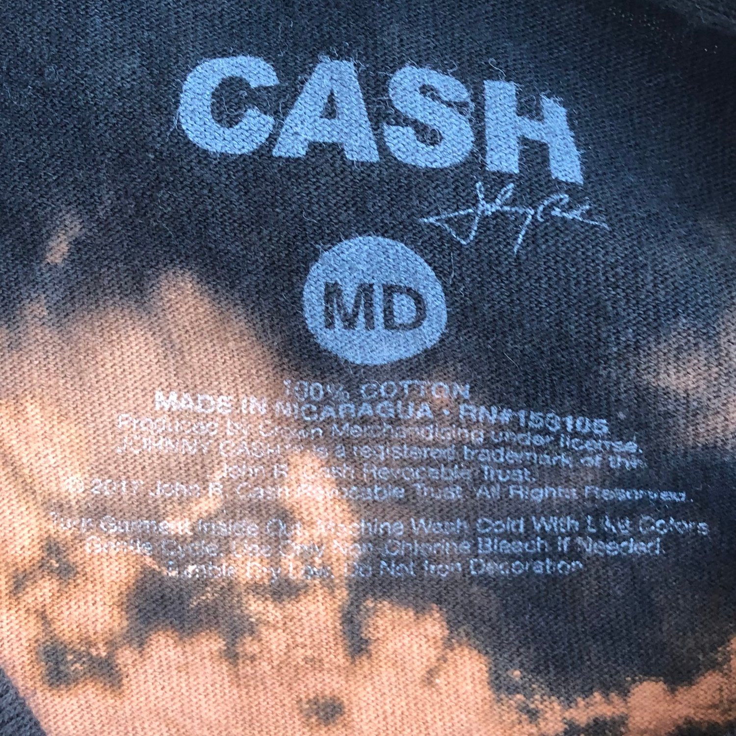 Image of Custom Bleached Johnny Cash “Man in Black” Tee