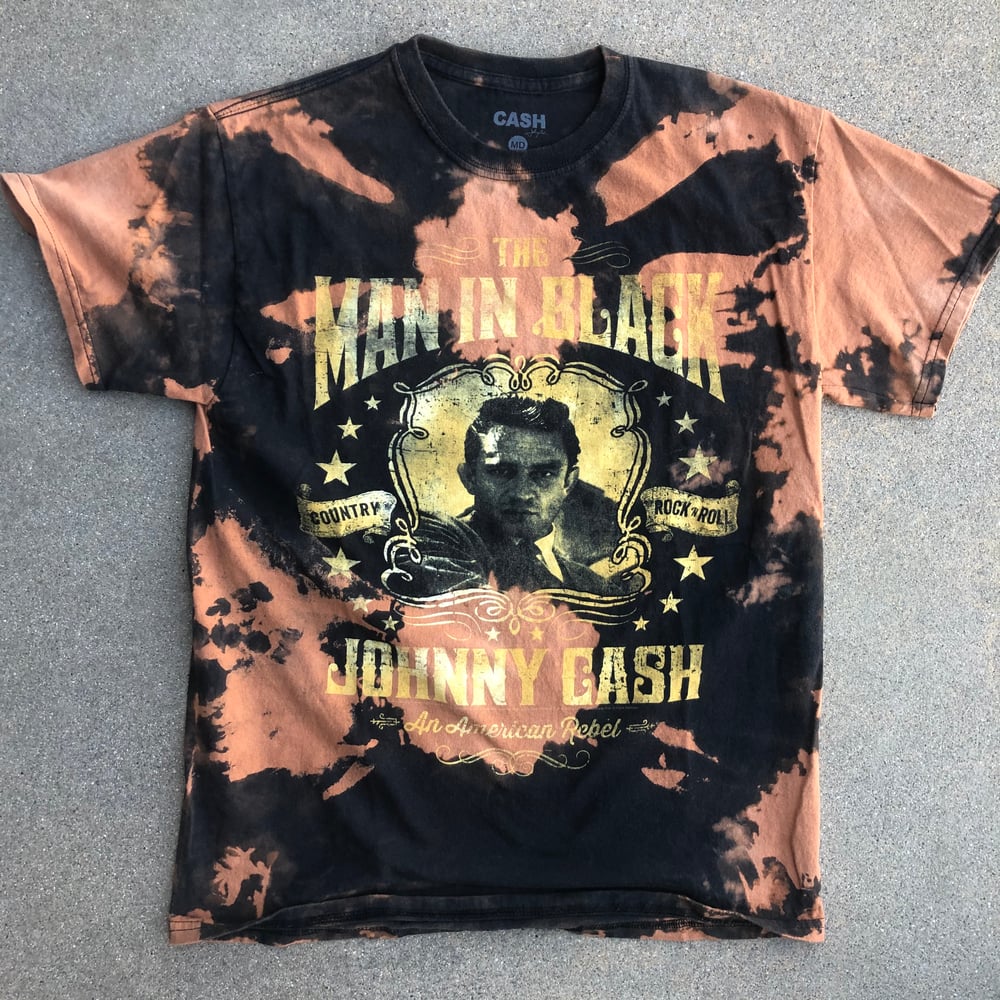 Image of Custom Bleached Johnny Cash “Man in Black” Tee