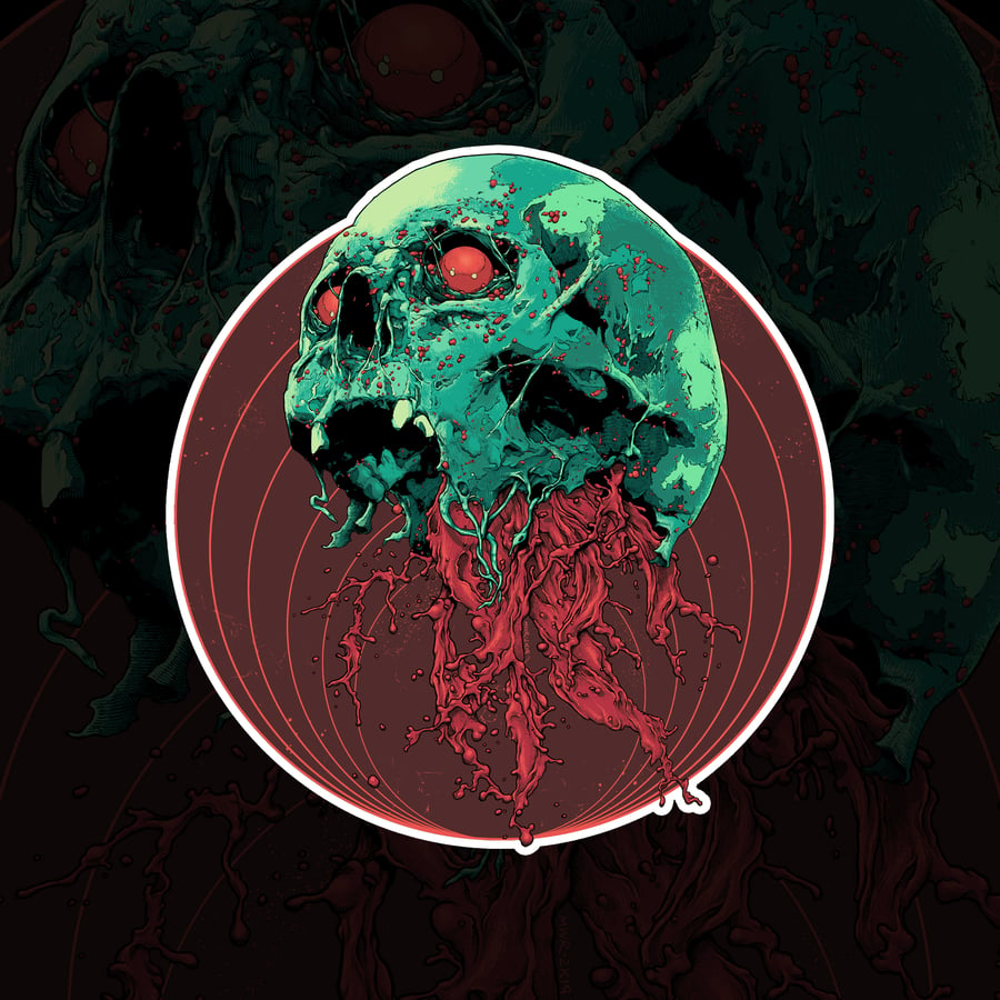 Image of Skull Full Of Blood Sticker