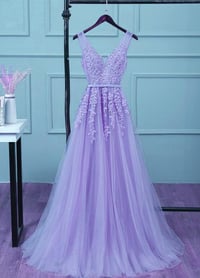 Image 1 of Stylish Purple Tulle Party Dress, New Prom Gown 2020