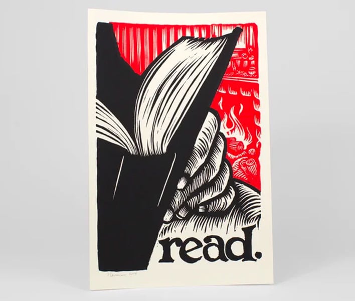 read 12x18 silkscreen poster