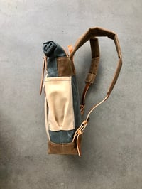 Image 2 of Gray waxed canvas leather Backpack medium size / Commuter backpack / Hipster Backpack with roll top 