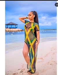 Image 1 of Jamaica Flag beach coverup 