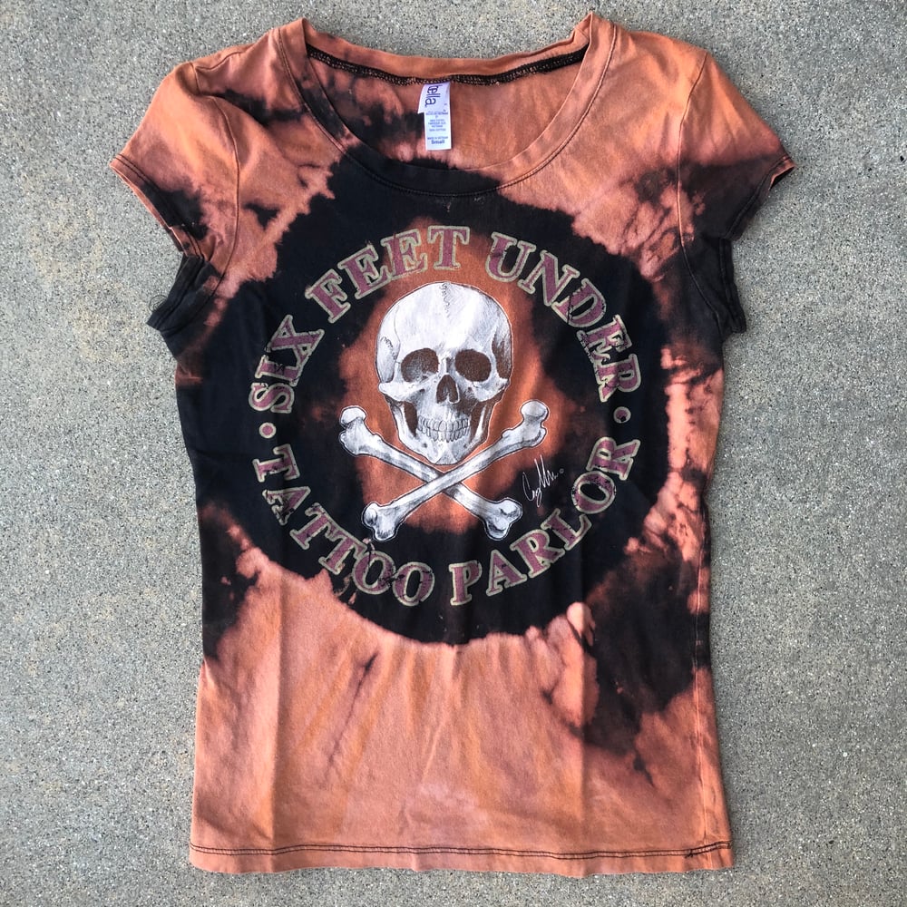 Image of Custom Bleached Six Feet Under Tattoo Parlor Tee 