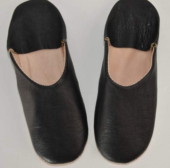 Image of BLACK LEATHER BABOUCHE