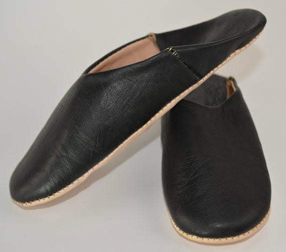Image of BLACK LEATHER BABOUCHE